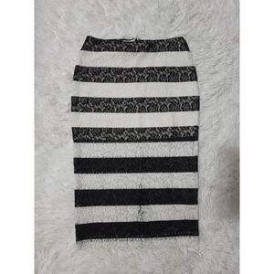 Express Lace Floral Pencil Midi Skirt Black/ White Size‎ 4
